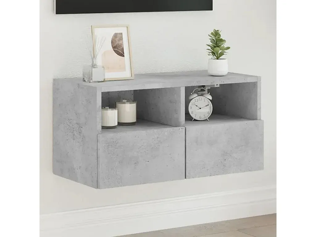 Moderner TV-Wandschrank in Betongrau aus Holzwerkstoff 60x30x30 cm