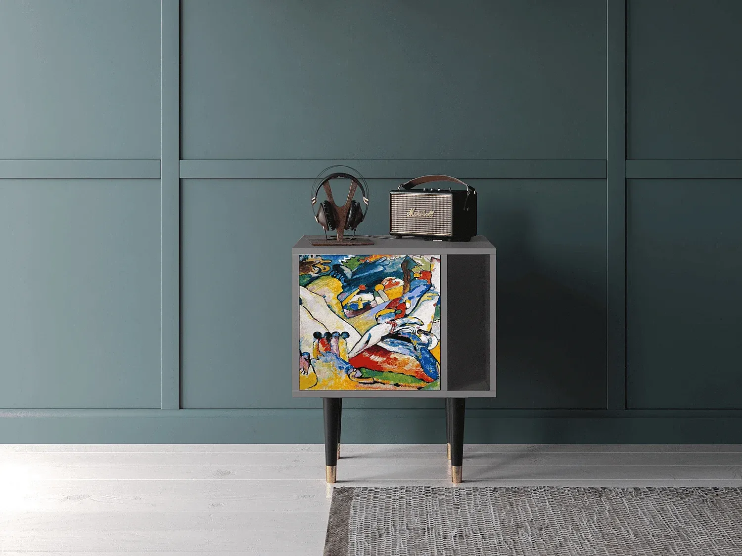 Moderner Nachttisch in Grau, 57x69x48 cm