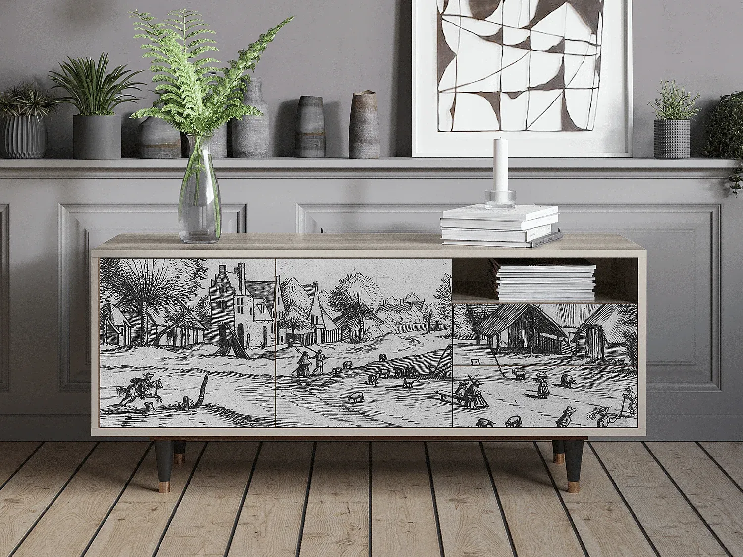 Rustikales TV-Möbelstück aus Holz