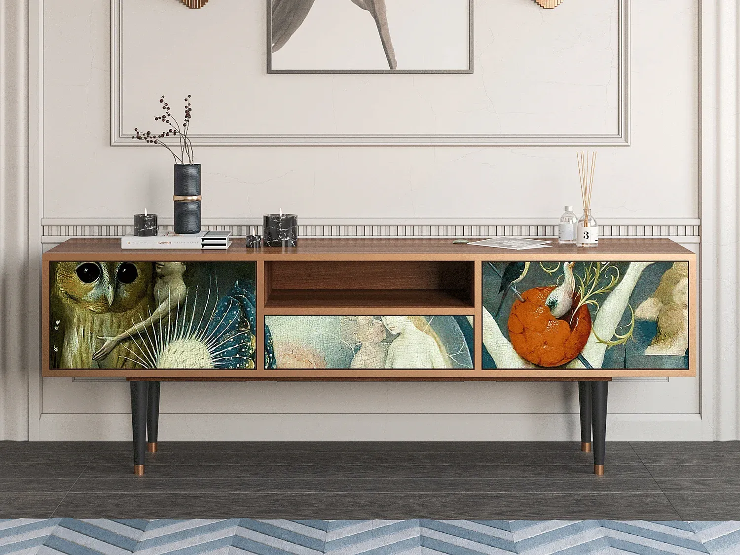 Moderner TV-Schrank mit Walnuss-Finish, 170x59x41 cm