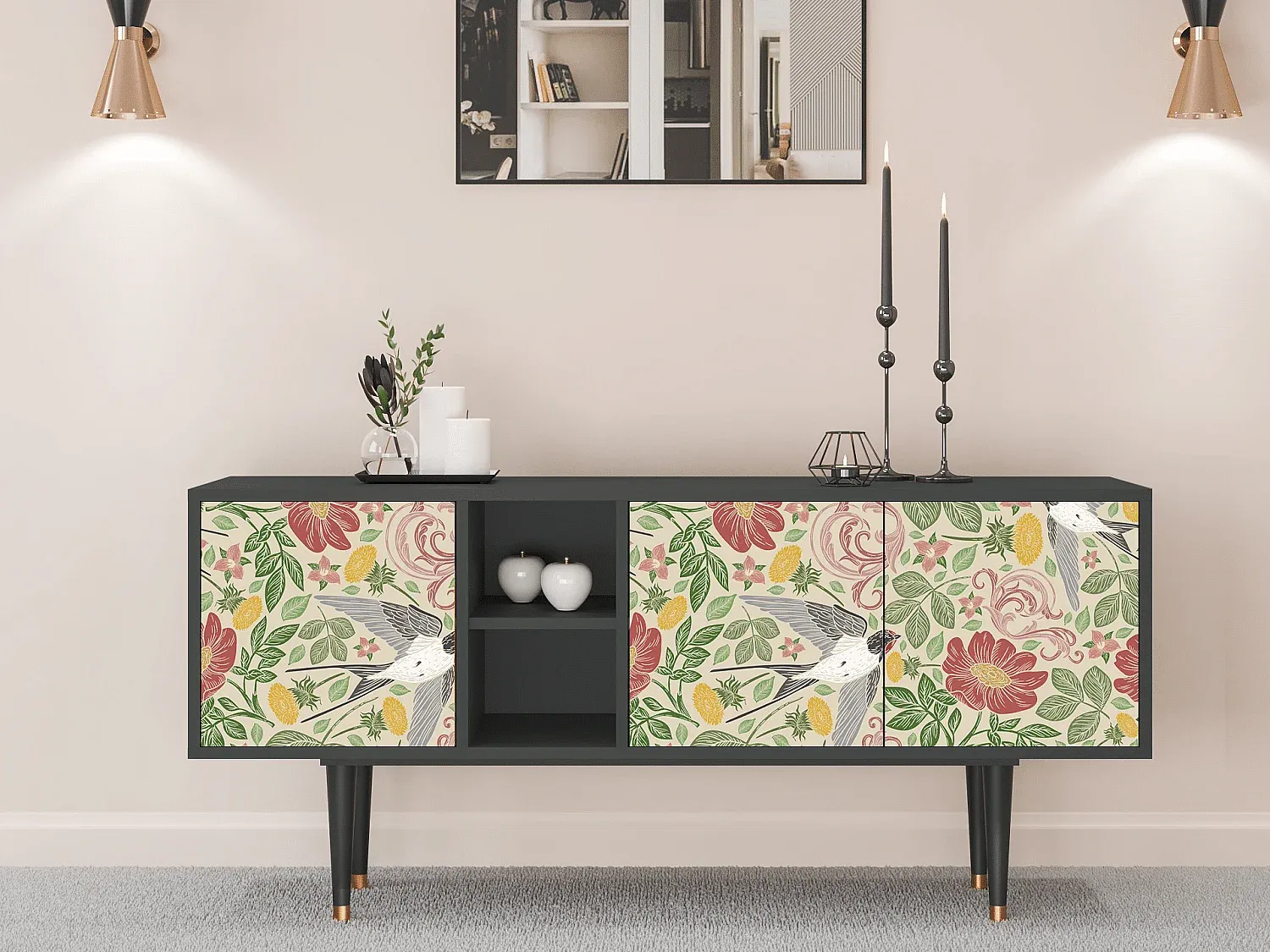 Moderner TV-Schrank mit Staufach, in Anthrazit