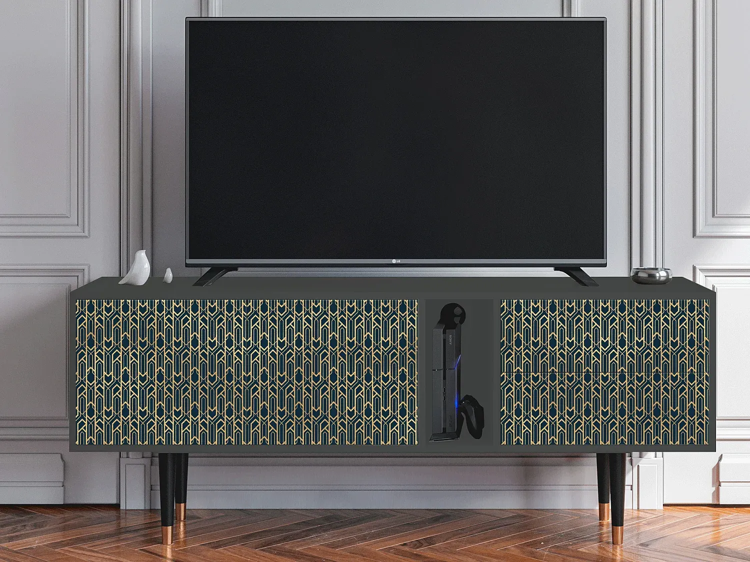 Moderner TV-Ständer mit Stauraum, Anthrazit