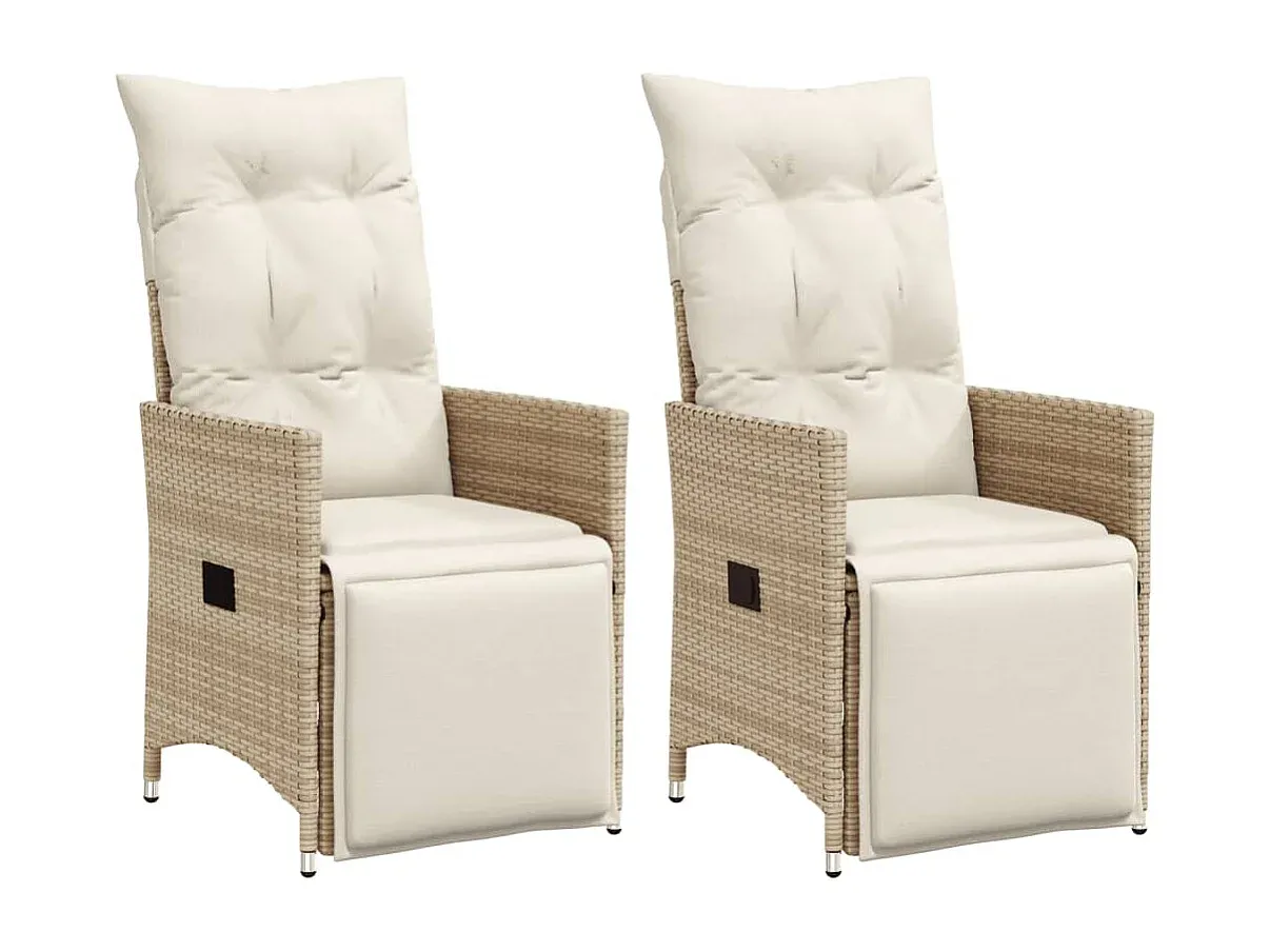 Verstellbare Gartensessel mit Kissen 2er-Set Beige