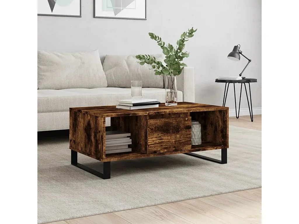 Moderner Couchtisch in Eichenoptik, 90x50x36,5 cm