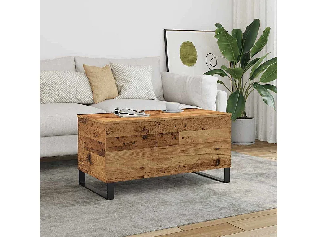 Moderner Wohnzimmertisch aus recyceltem Holz 90x45x45 cm