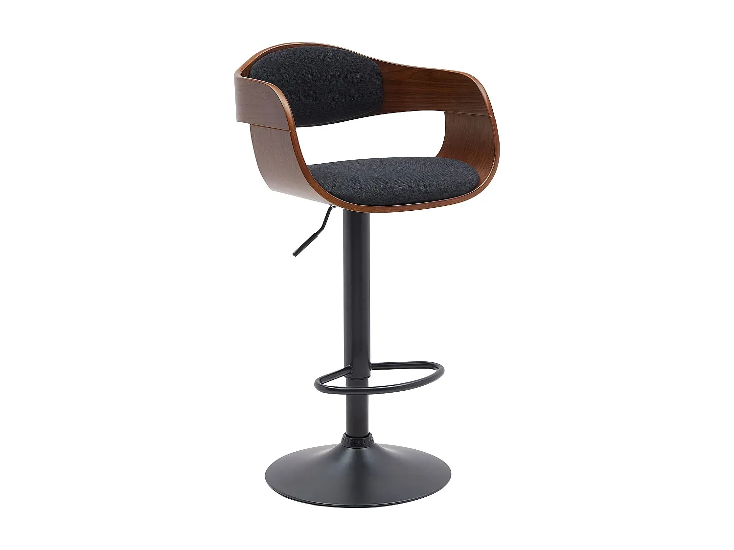Moderner Barhocker aus Stoff und Metall in Walnuss/Schwarz