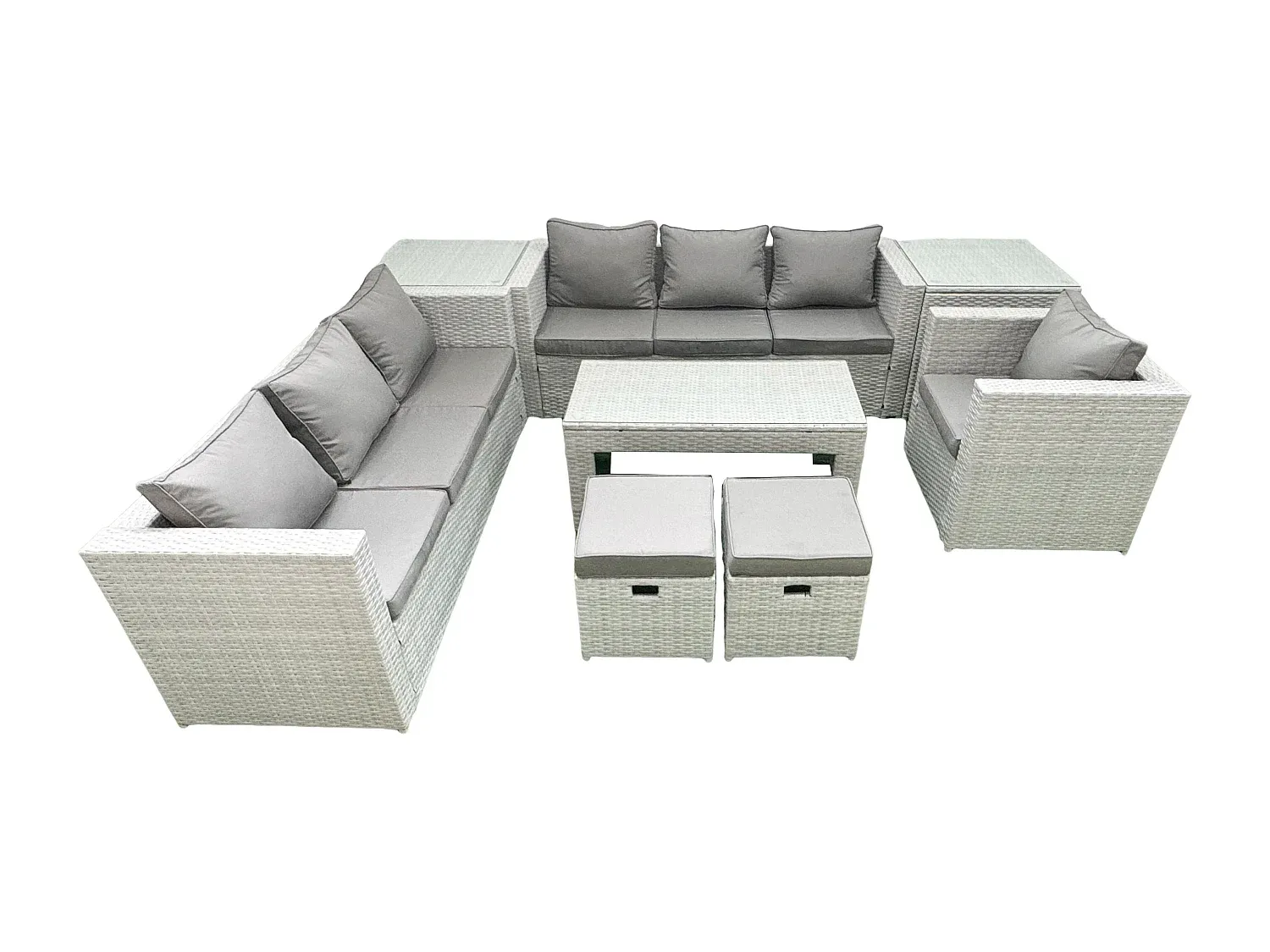 Gartenmöbel-Set aus Polyrattan mit Couchtisch und Sesseln