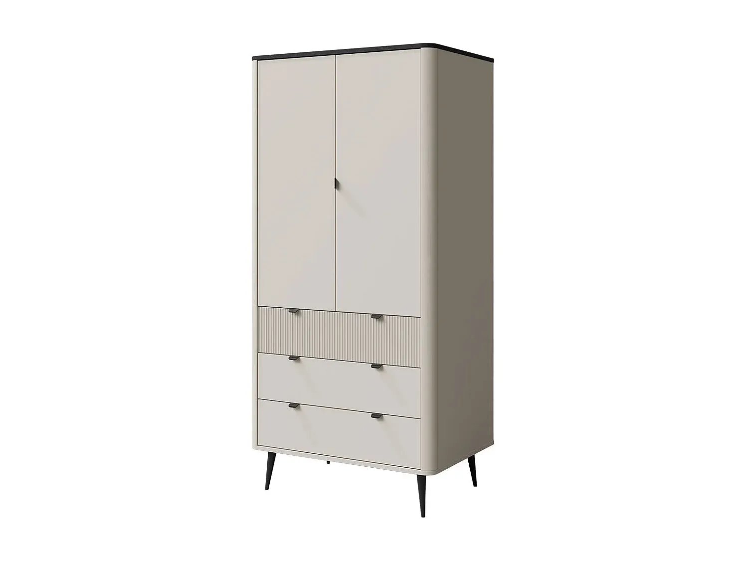 Moderner Kleiderschrank mit Schiebetüren in Kaschmir und Graustein