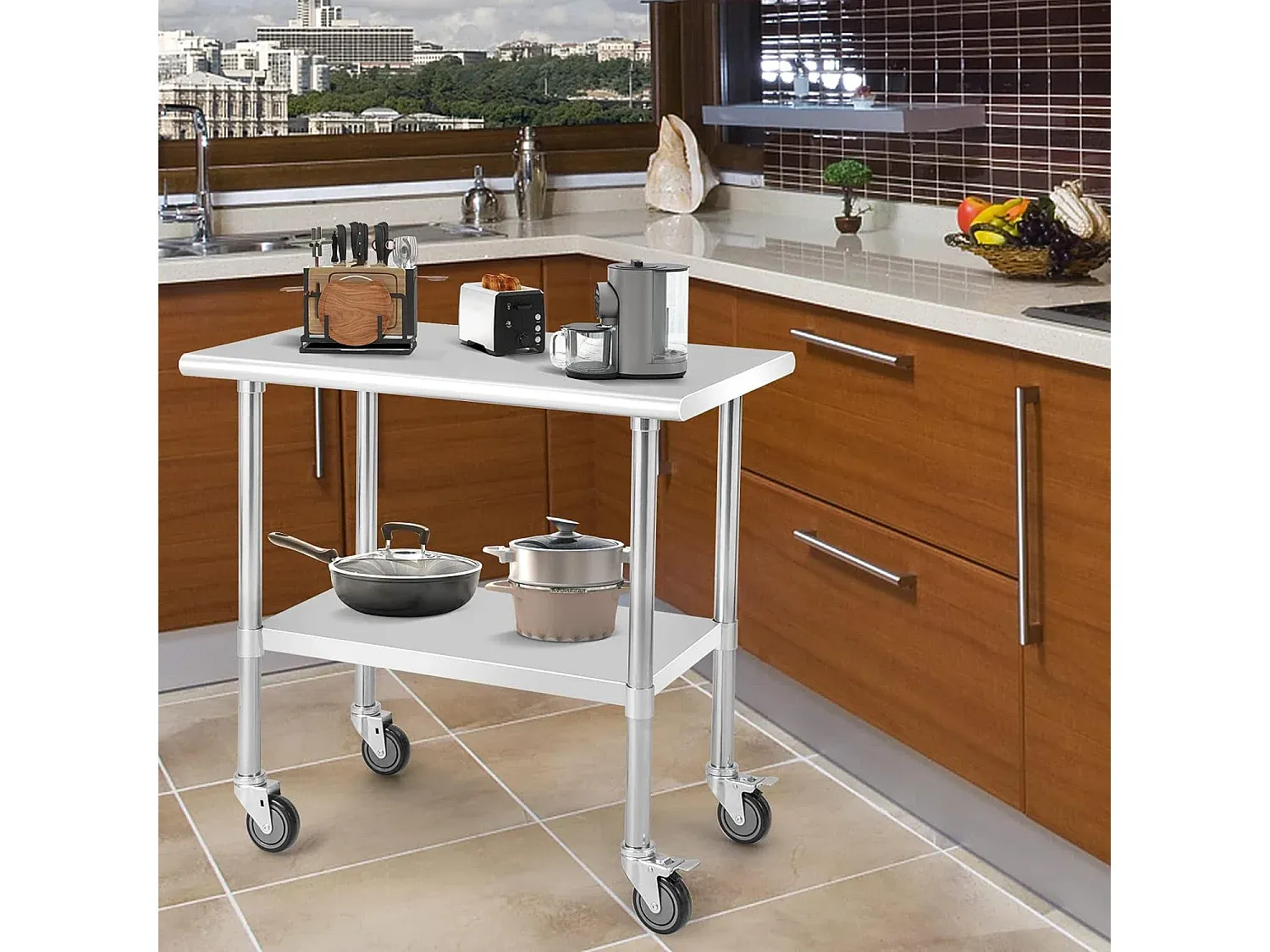 Höhenverstellbarer Edelstahltisch