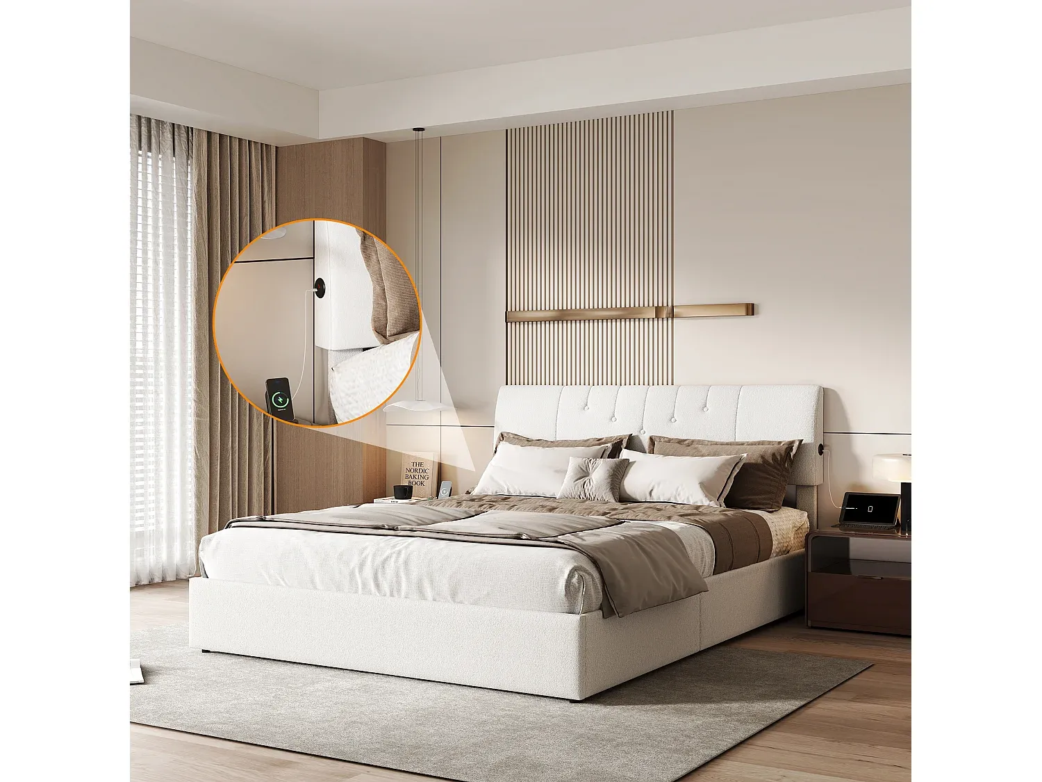 Multifunktionales Bett mit Stauraum und verstellbarem Kopfteil