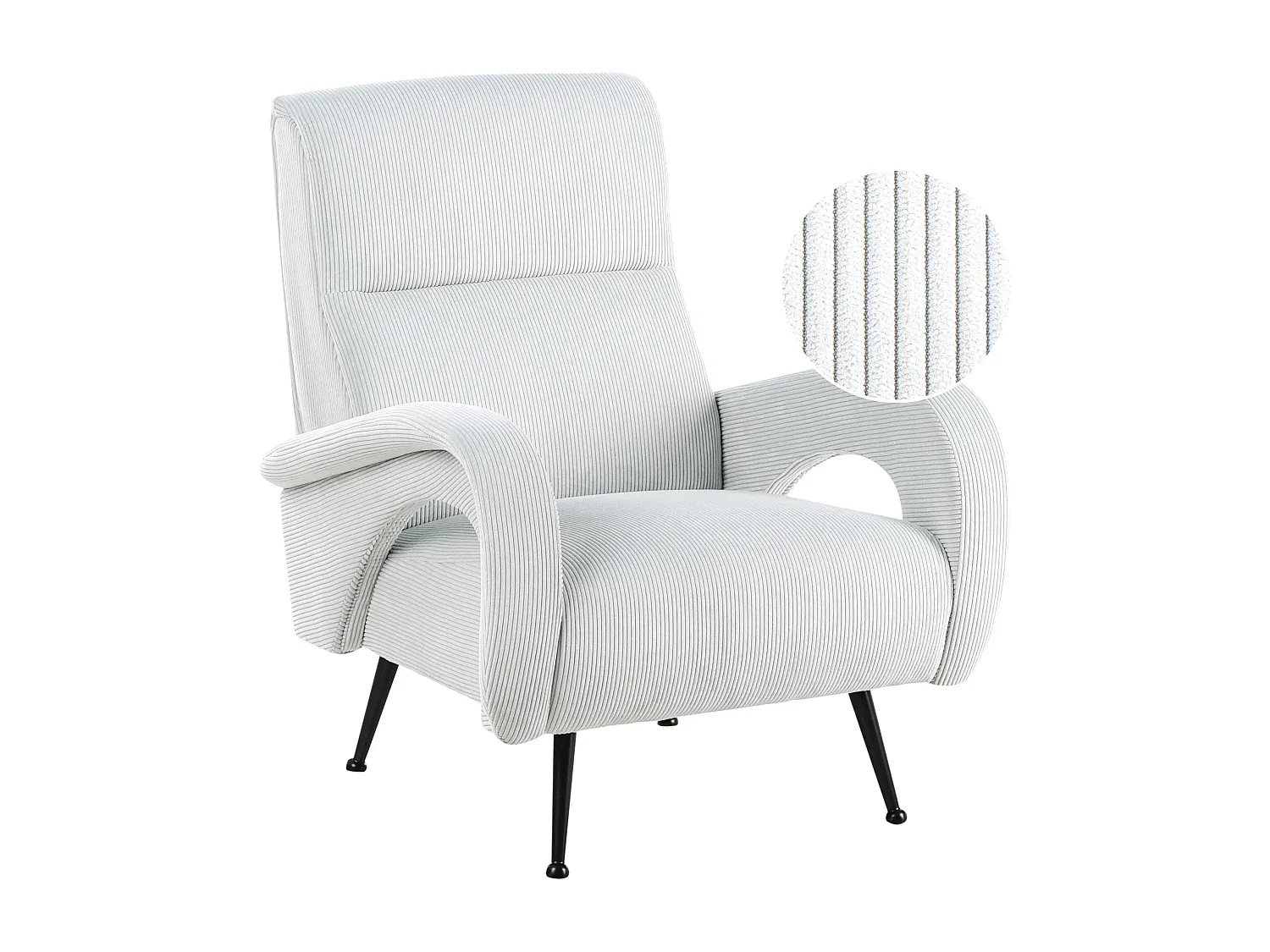 Retro Cord Sessel in Mintgrün mit Schwarzen Beinen