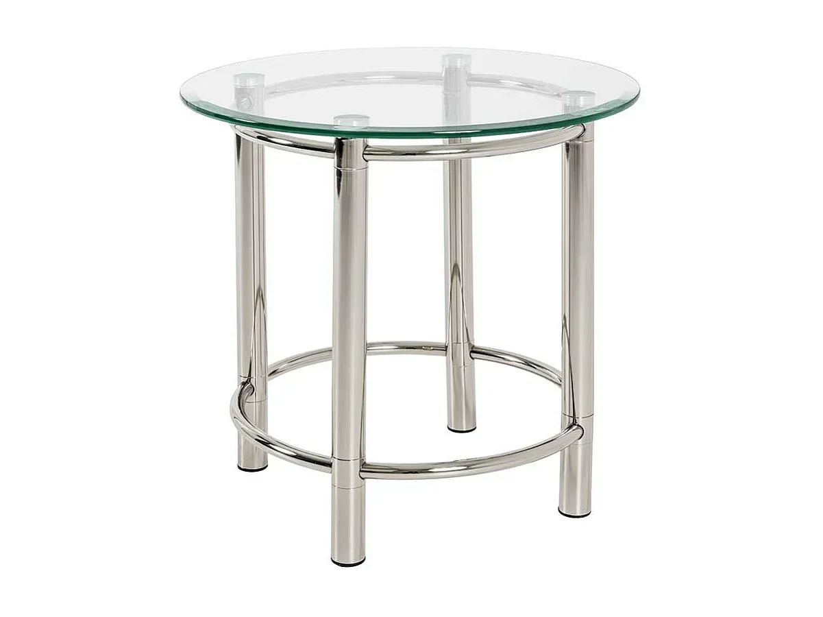 Moderner Stahl-Beistelltisch mit Glasplatte