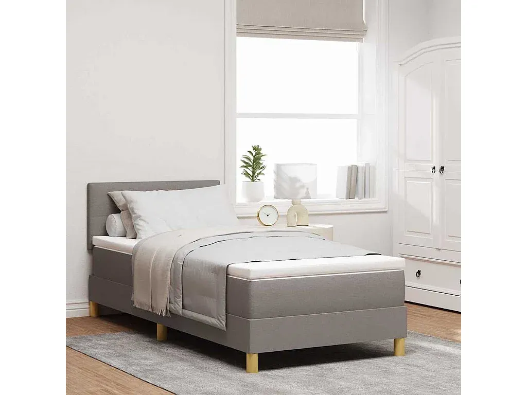 Komfortables Boxspringbett, Taupe, 90 x 200 cm