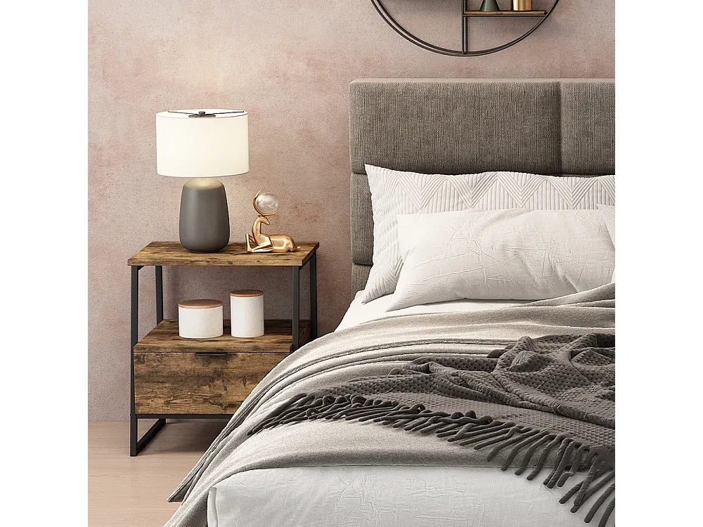 Rustikaler Nachttisch aus Eiche mit schwarzem Akzent 45x40x50 cm