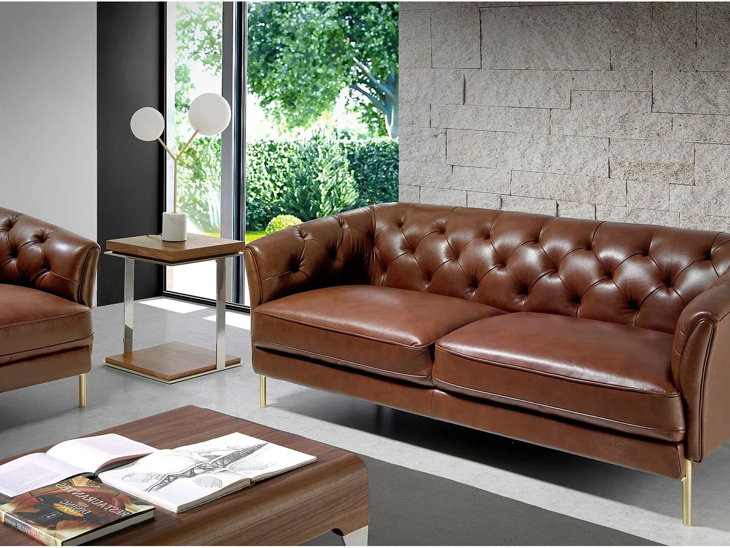 Moderner Ecktisch aus Nussbaumholz für Wohnzimmer