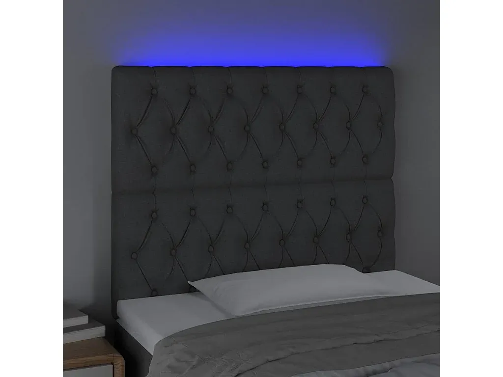 Verstellbares Bettkopfteil aus Stoff, Dunkelgrau 100x7x118/128 cm