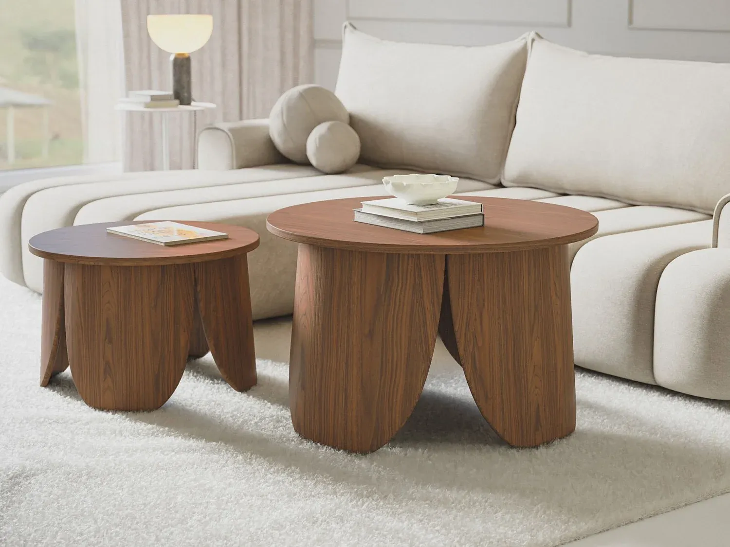 Runder Couchtisch in Nussbaumoptik, Durchmesser 80 cm