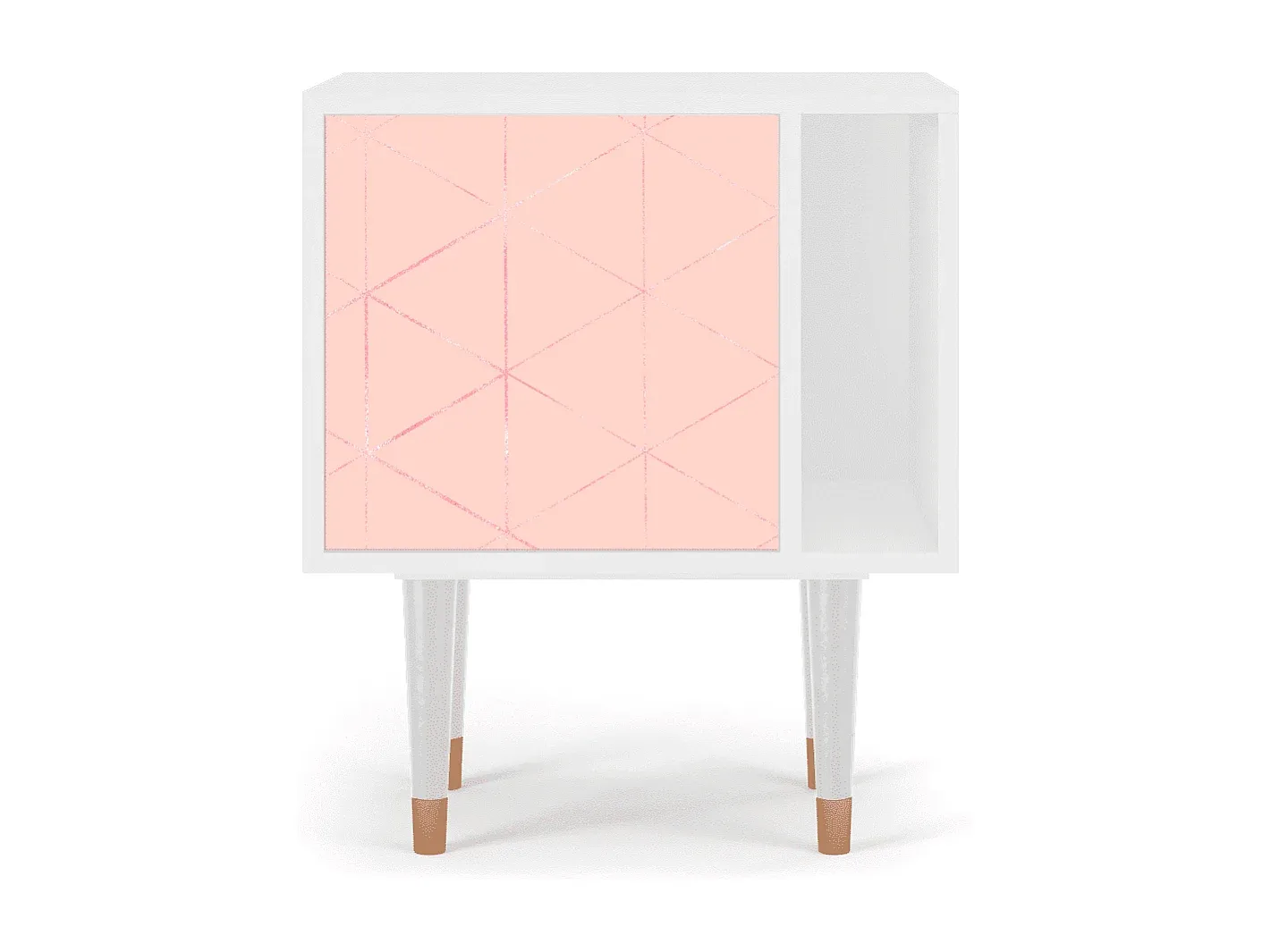 Moderner Nachttisch mit Rose Quartz und Weiß, 57х69х48 cm