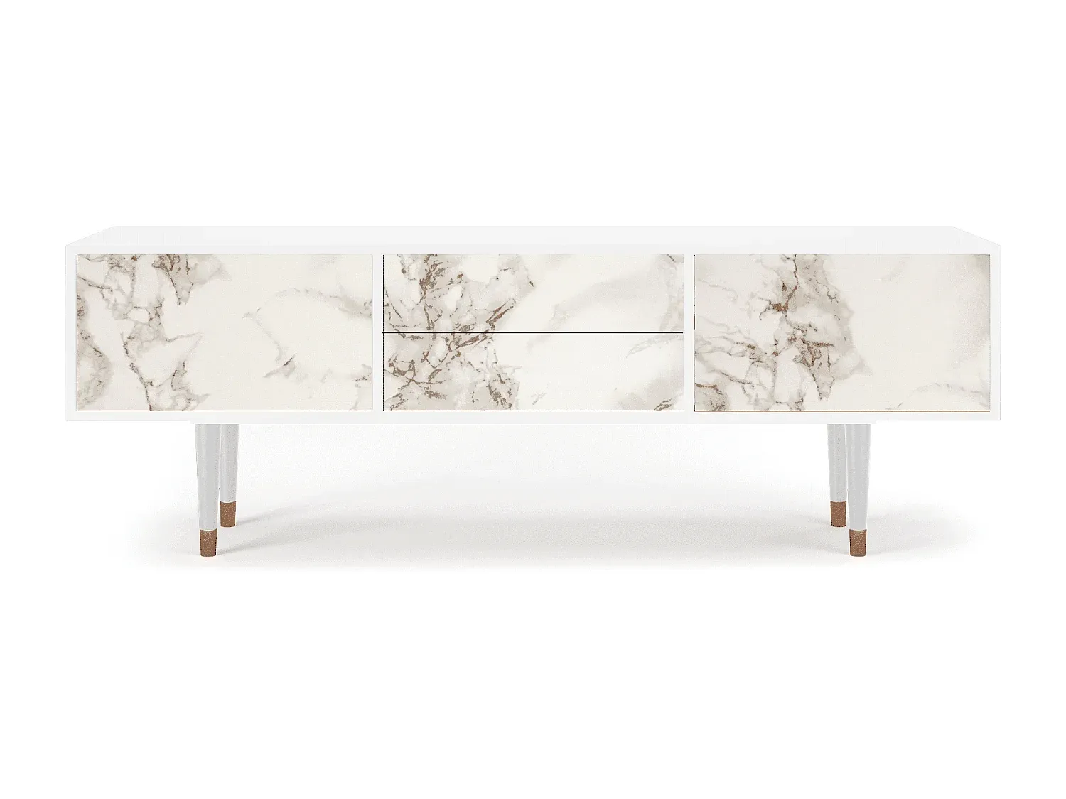 Fernsehtisch - Moderner Stil - Marmoroptik, Weiß