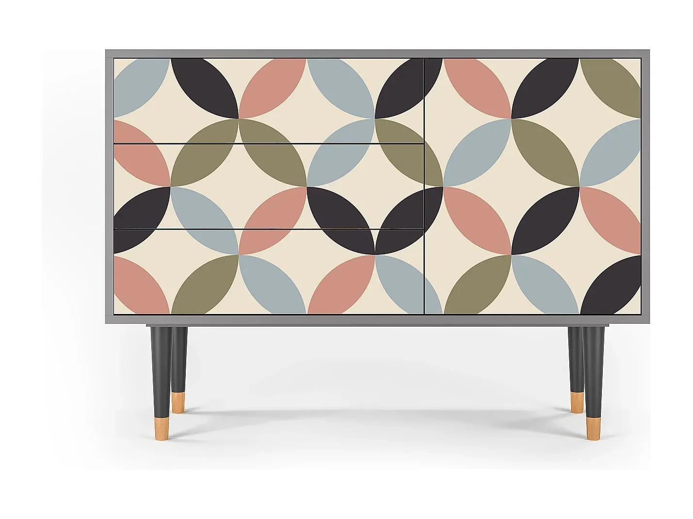 Moderner Sideboard mit Schmetterlingsdesign, Grau, 115x84x41 cm