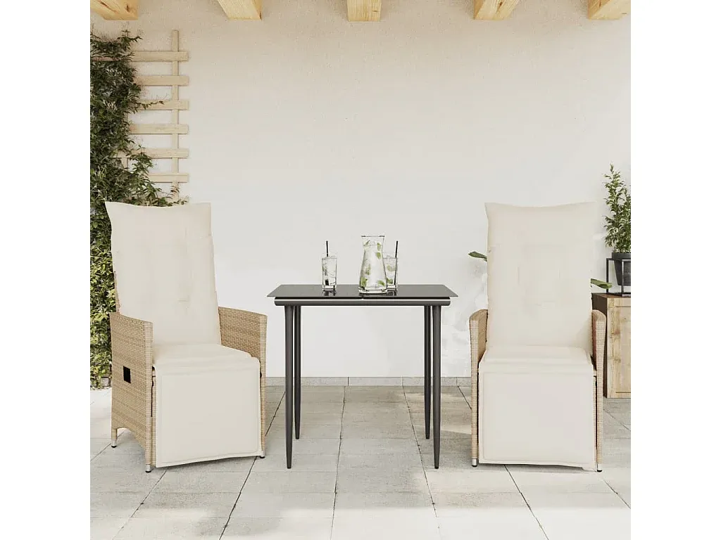 Verstellbare Gartensessel mit Kissen 2er-Set Beige