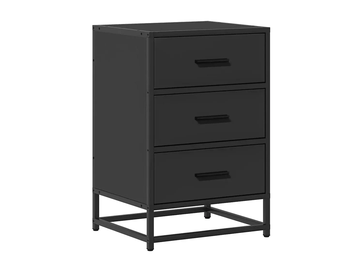 Moderner Nachttisch aus Holz und Metall in Schwarz