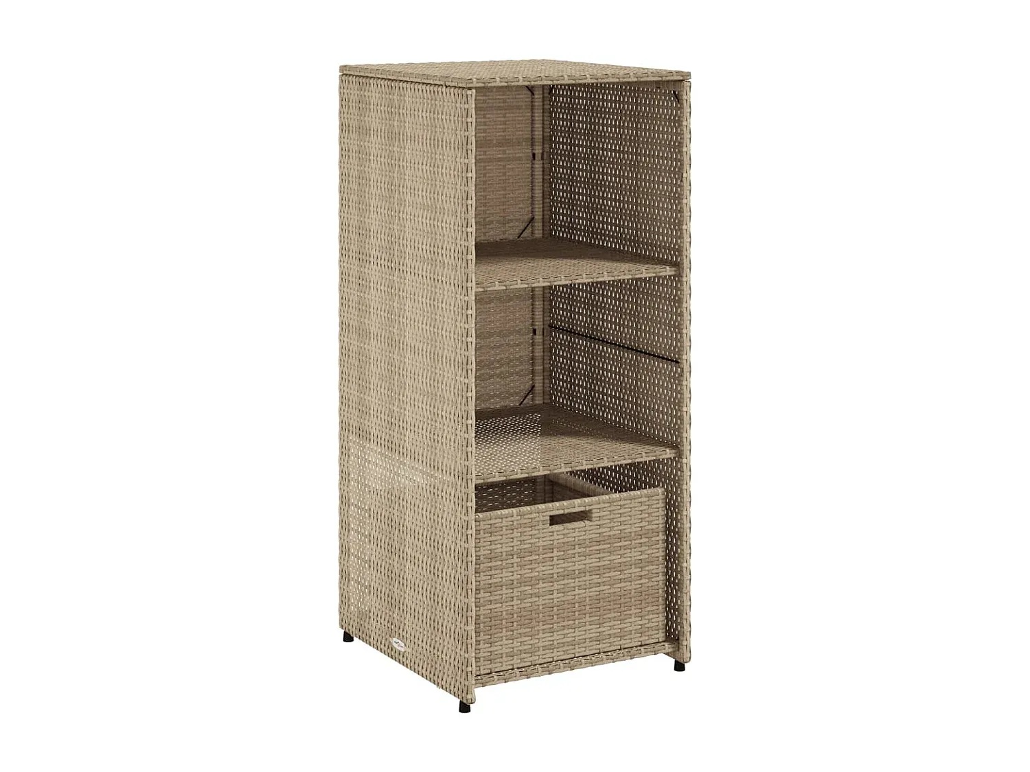 Wetterfester Gartenschrank aus Poly Rattan, Beige, 50x55x115 cm