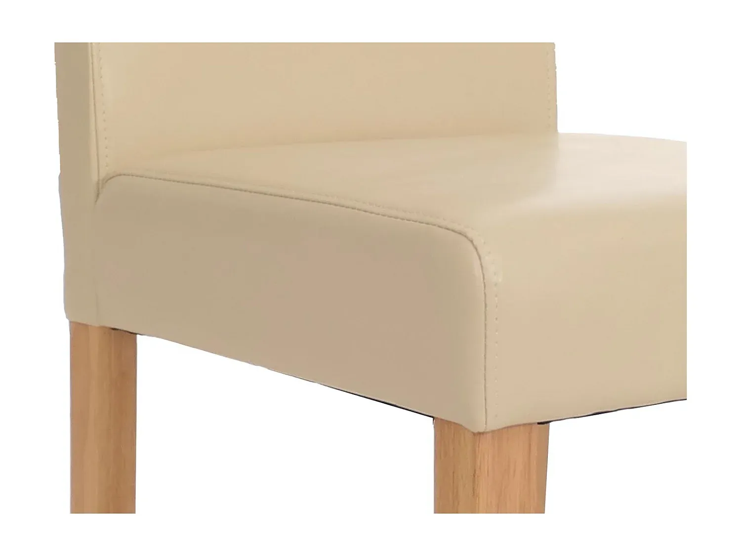 Esstischstuhl Set aus Kunstleder, cremefarben mit hellen Beinen