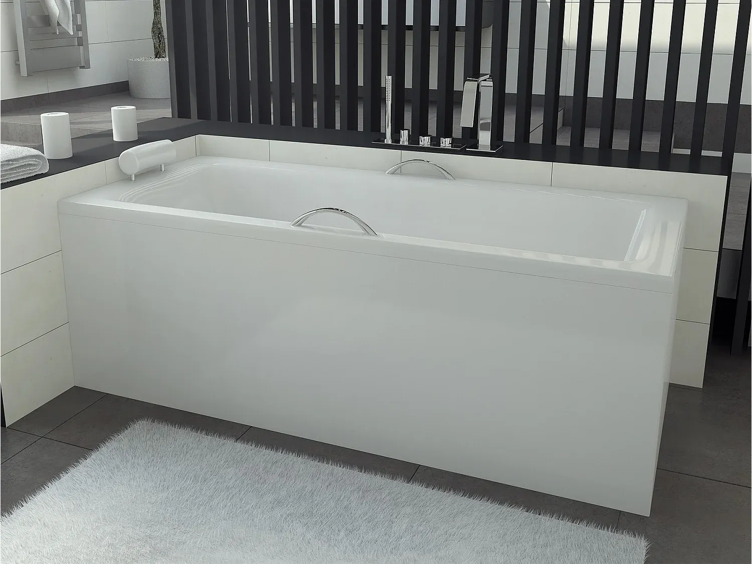 Rechteckige Badewanne 170x75 mit Abfluss und Füßen