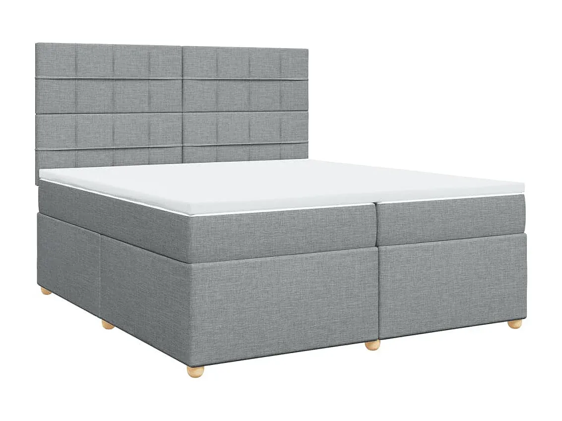 Geräumiges Boxspringbett in Hellgrau mit Matratze 200x200 cm