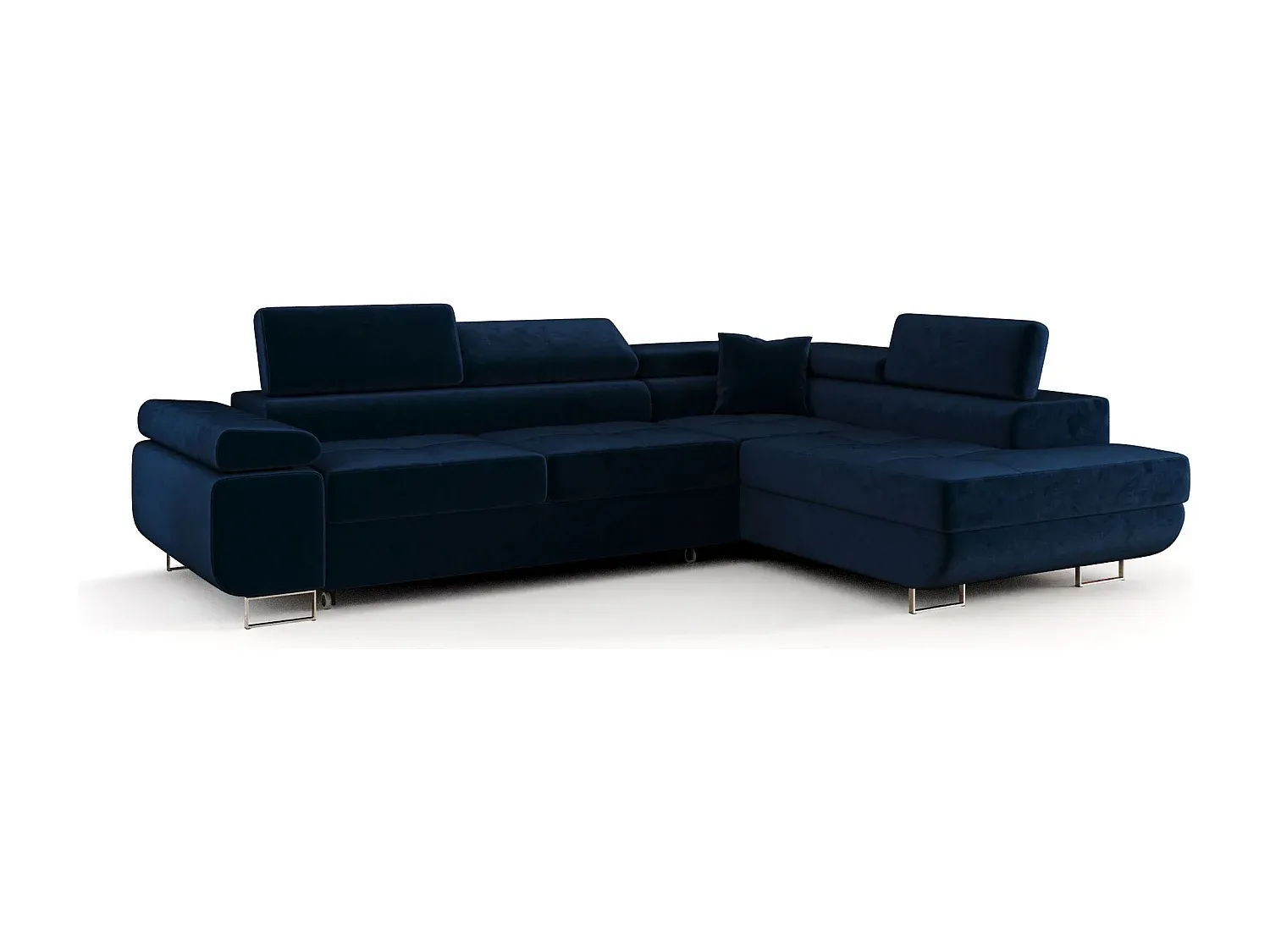 L-förmiges Ecksofa mit Schlaffunktion und Stauraum in Dunkelblau