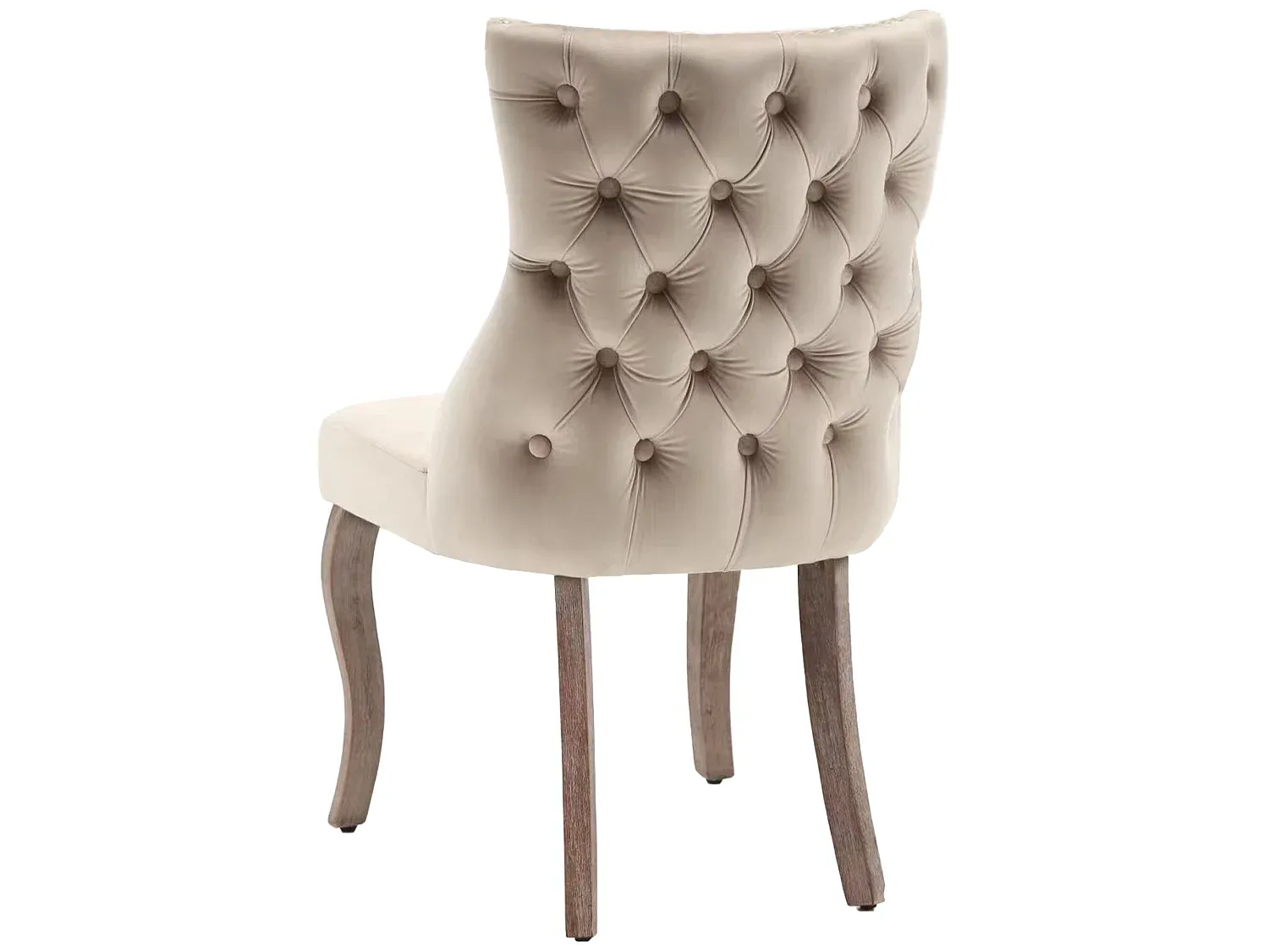 2er-Set Samtstühle mit Massivholzrahmen in Beige