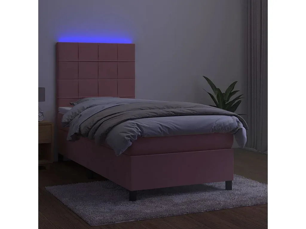 Elegantes Samt-LED-Bett für Schlafzimmer 90x190 cm