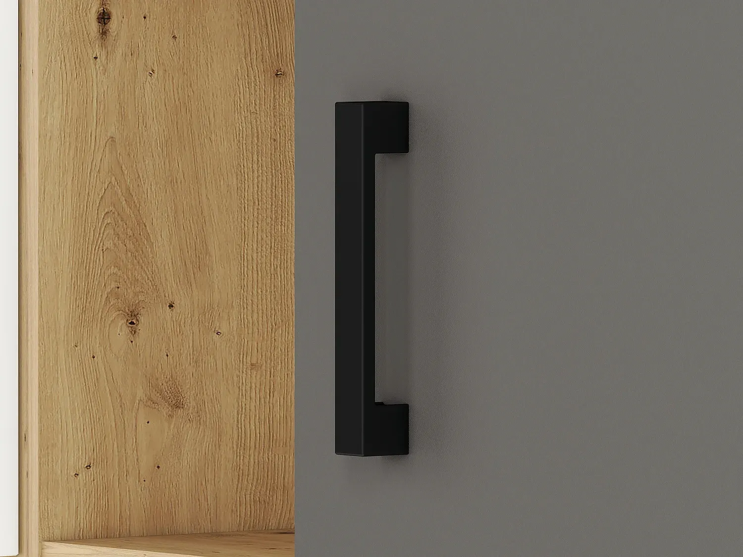 Modernes Highboard aus Eichenholz mit weißen und anthrazitfarbenen Elementen