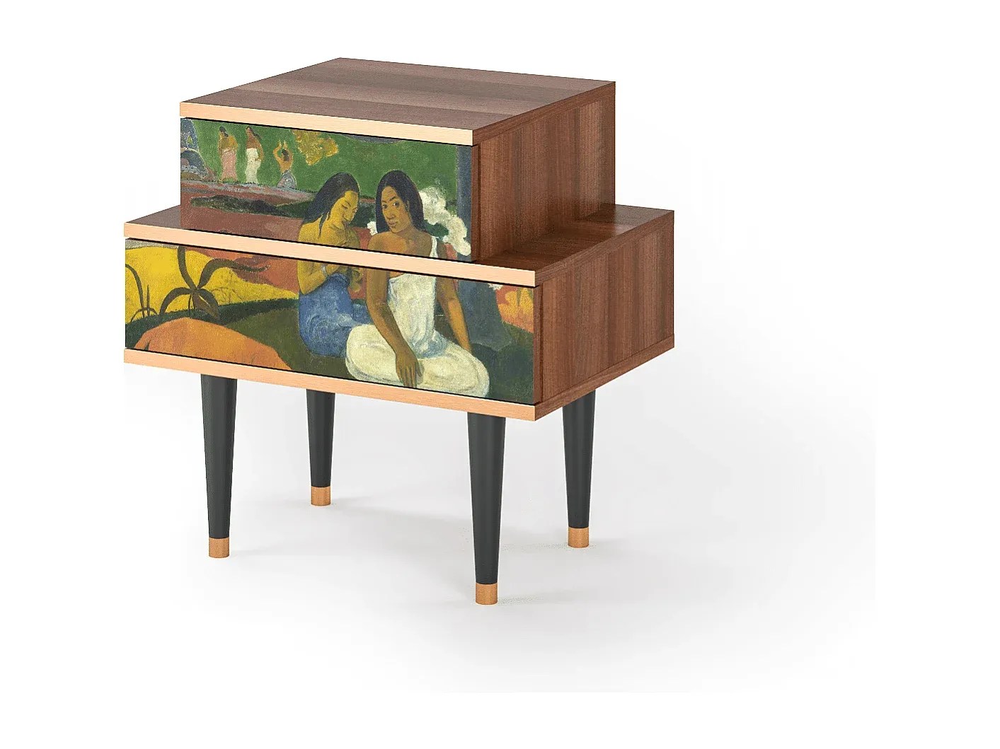 Moderner Nachttisch aus Walnussholz, 58x58x41 cm