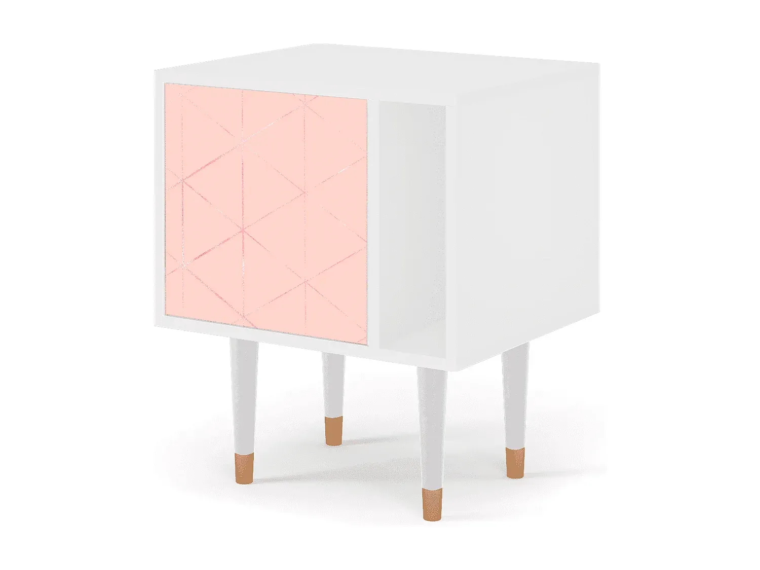 Moderner Nachttisch mit Rose Quartz und Weiß, 57х69х48 cm