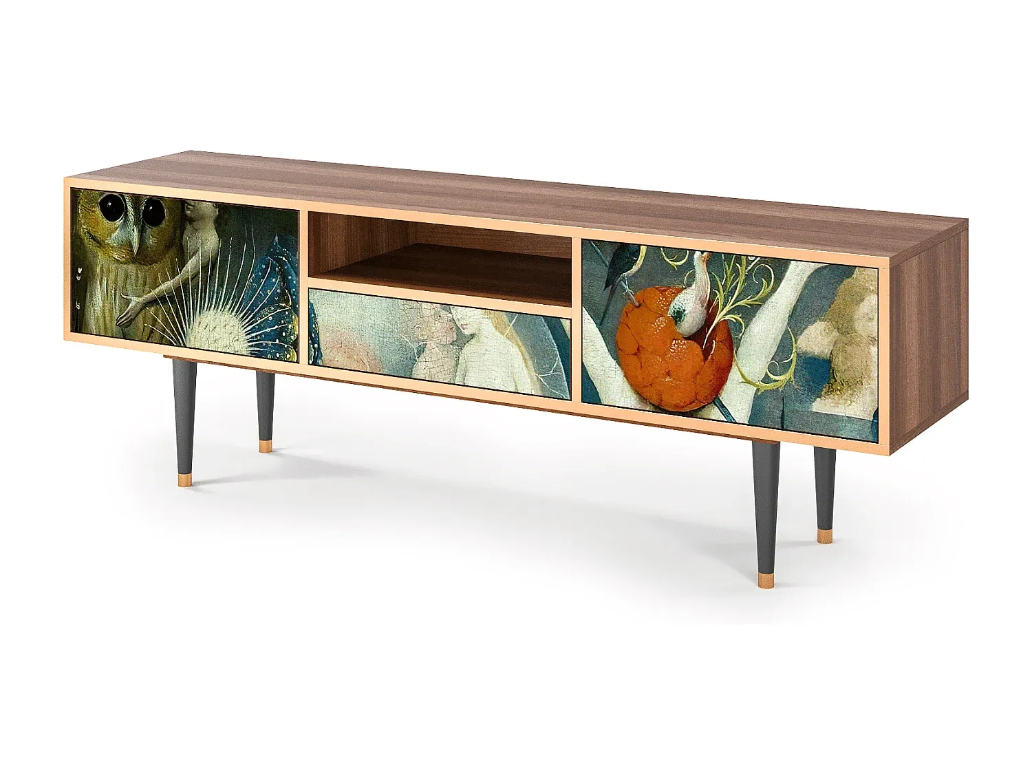 Moderner TV-Schrank mit Walnuss-Finish, 170x59x41 cm