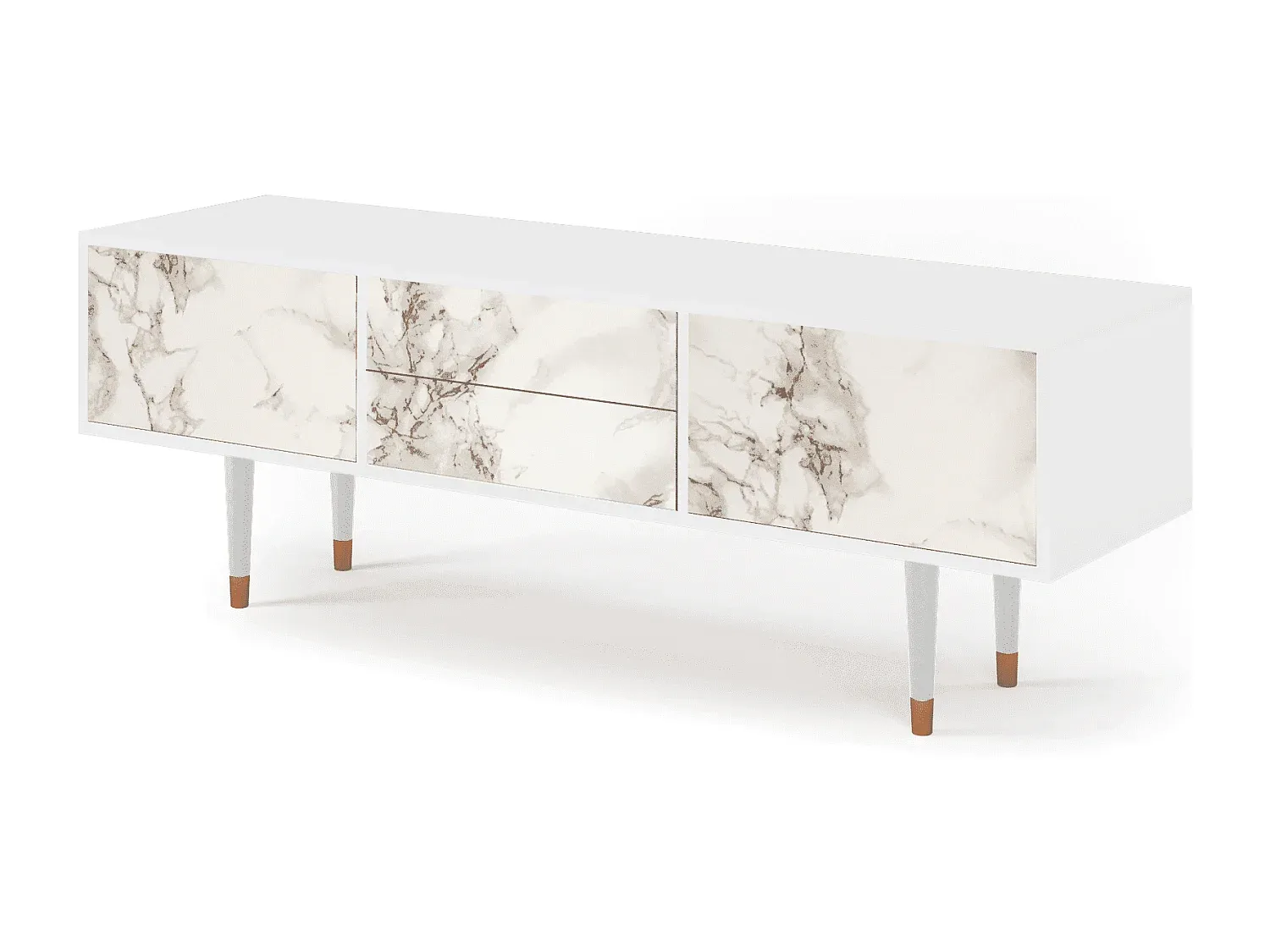 Fernsehtisch - Moderner Stil - Marmoroptik, Weiß