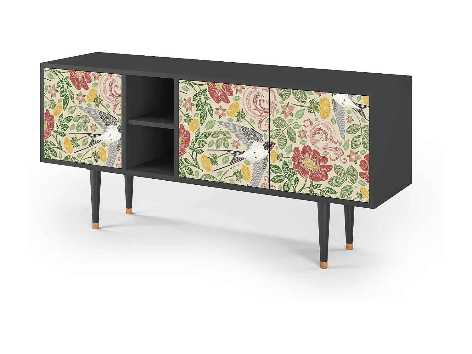 Moderner TV-Schrank mit Staufach, in Anthrazit