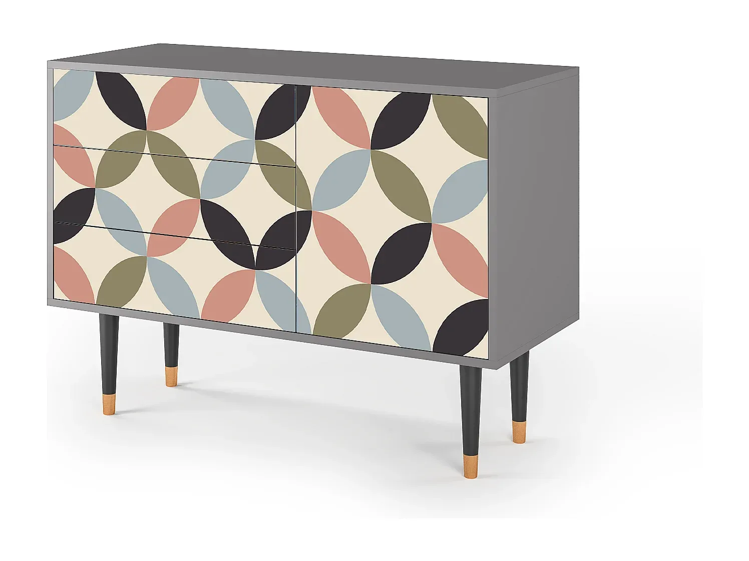 Moderner Sideboard mit Schmetterlingsdesign, Grau, 115x84x41 cm