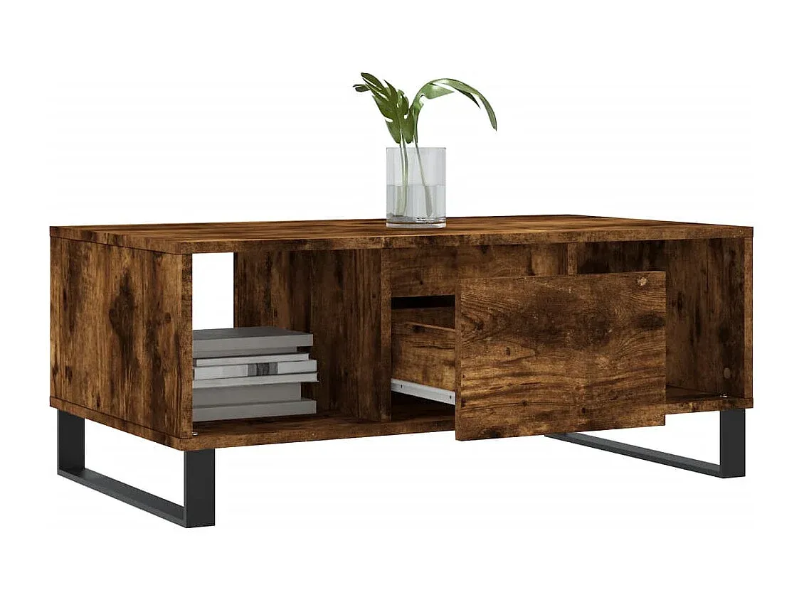 Moderner Couchtisch in Eichenoptik, 90x50x36,5 cm