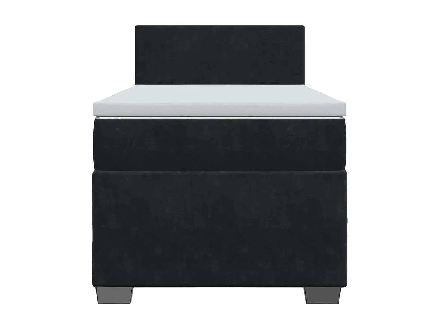 Komfortables Boxspringbett aus Samt in Schwarz, 90x190 cm