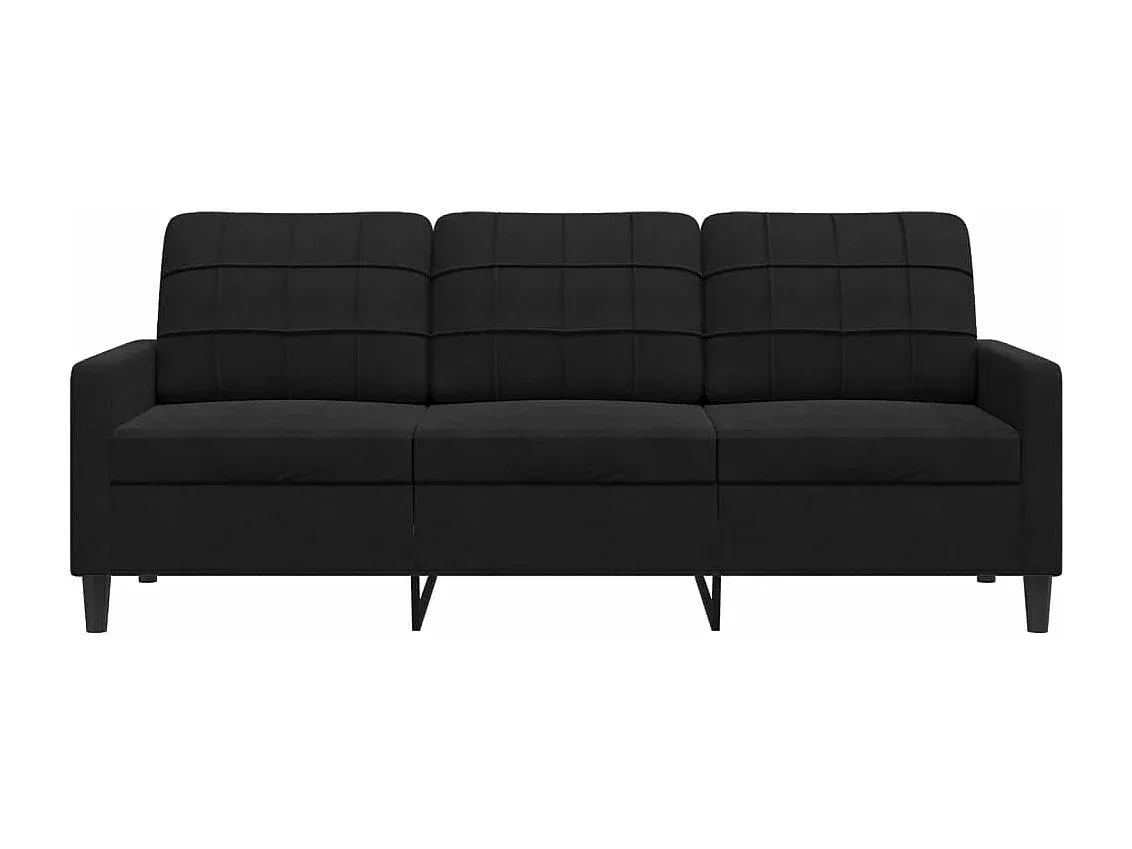 Elegantes Samtsofa in Schwarz, 3-Sitzer, 180 cm