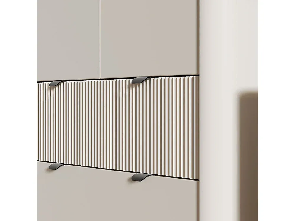 Moderner Kleiderschrank mit Schiebetüren in Kaschmir und Graustein