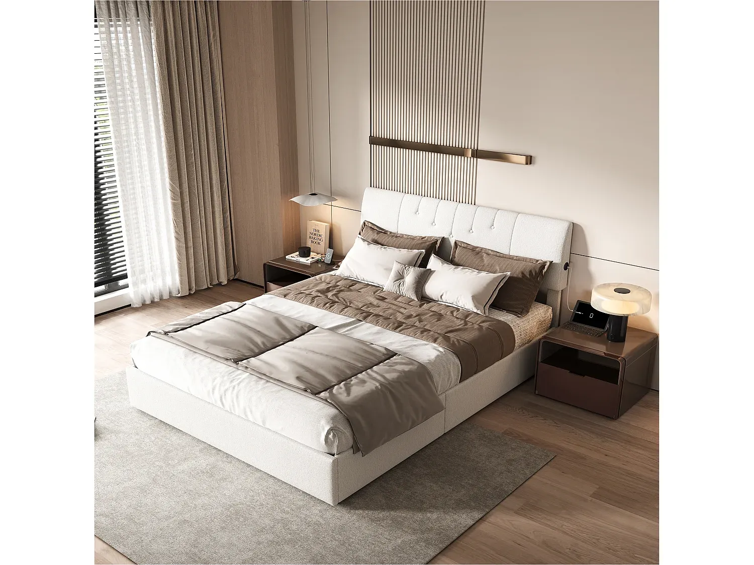 Multifunktionales Bett mit Stauraum und verstellbarem Kopfteil