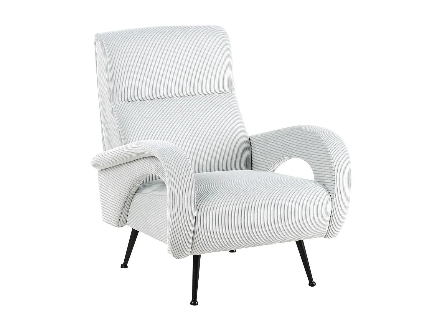 Retro Cord Sessel in Mintgrün mit Schwarzen Beinen