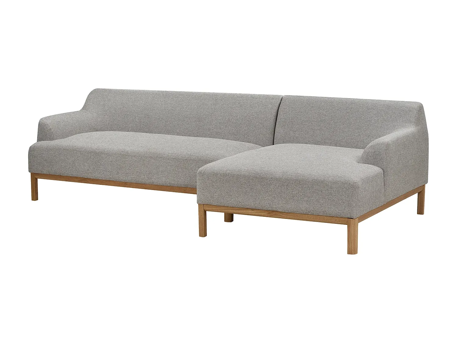 Modernes Ecksofa aus Stoff in Hellgrau, linksseitig