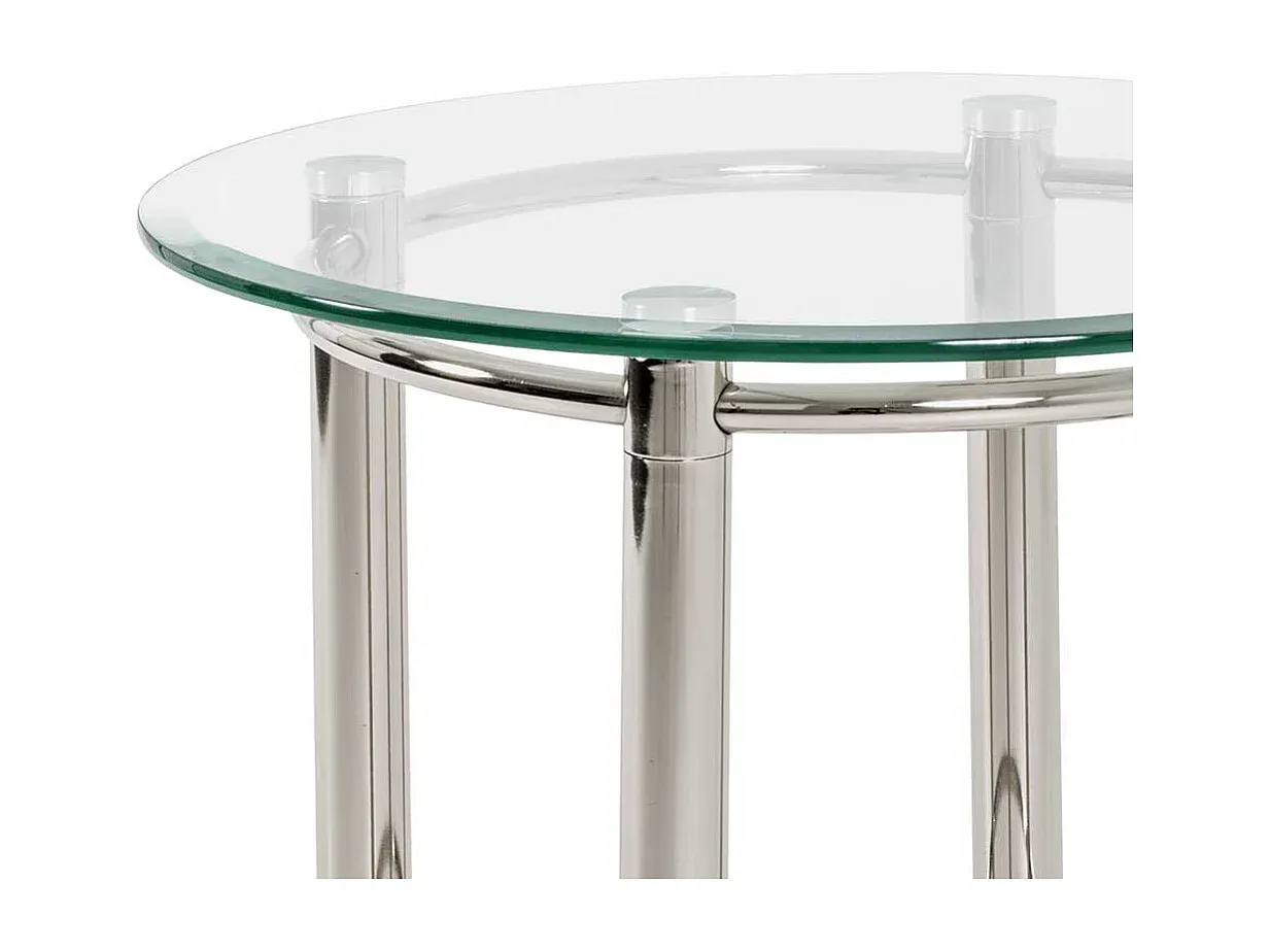 Moderner Stahl-Beistelltisch mit Glasplatte