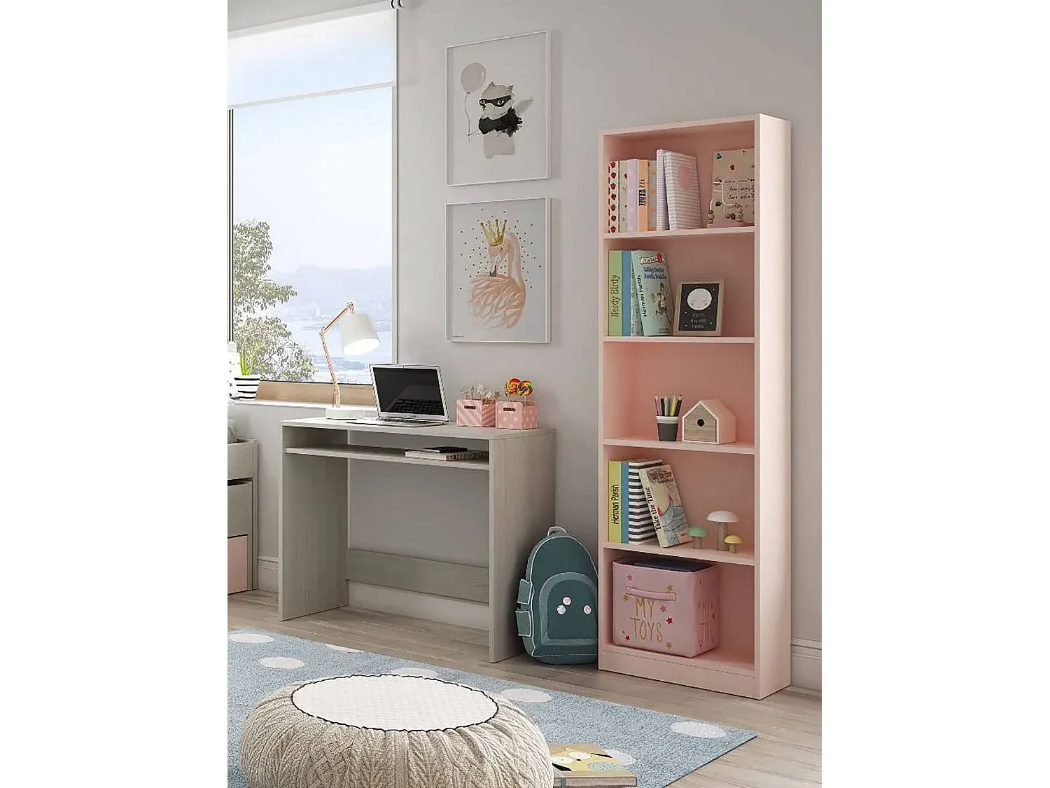 Hohes Bücherregal mit Fächern, 5-stufig, Büro- oder Schlafzimmer