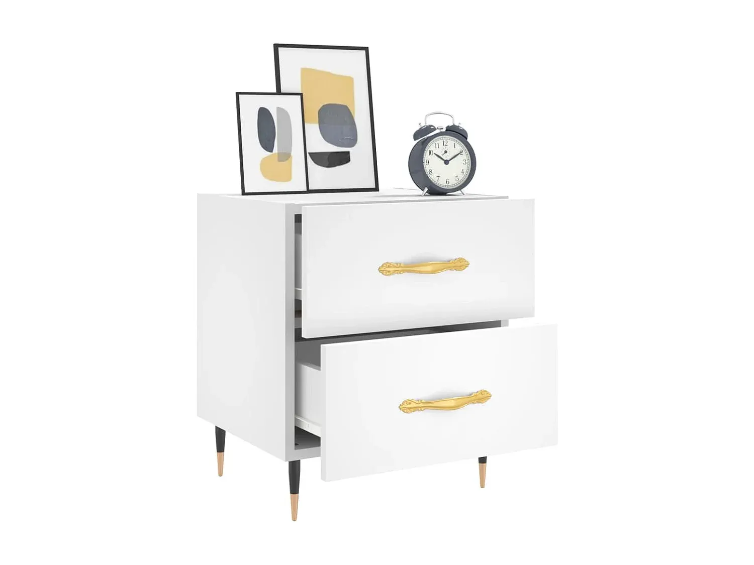 Weißer Nachttisch im Set, Kompakt und Modern